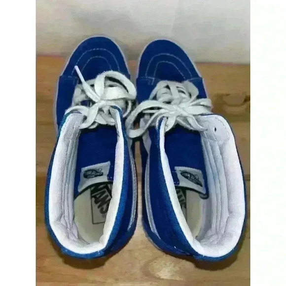 VANS Skate SK8-HI Blue and White High Top Suede Canvas Shoes Size M 9.5/ W 11 - Picture 10 of 11